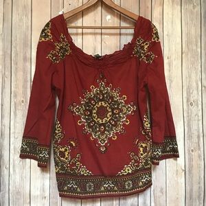Lucky Brand Boho Red Top XL